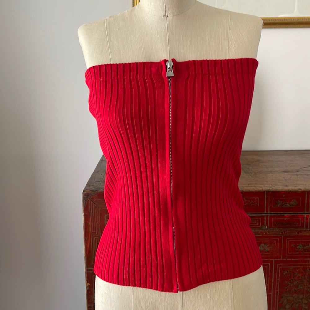 Urban Outfitters red knit strapless top halter skirt. S Small